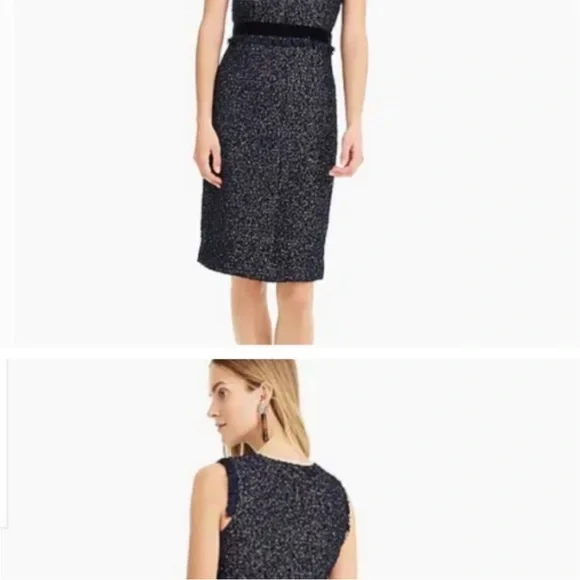 J. Crew Midnight Blue Sleeveless Sparkle Tweed Sheath Dress Size 4 - Picture 7 of 16